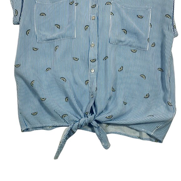 button-down  short sleeve shirt  blouse  with lemon print size small  by Tribal - Picture 6 of 16